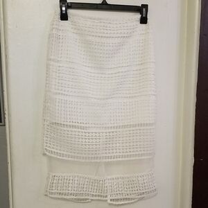 J.O.A. White Textured Pencil Skirt
